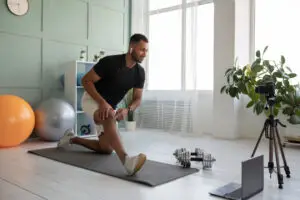 Man Practicing Leg Exercises at Home for Beginners